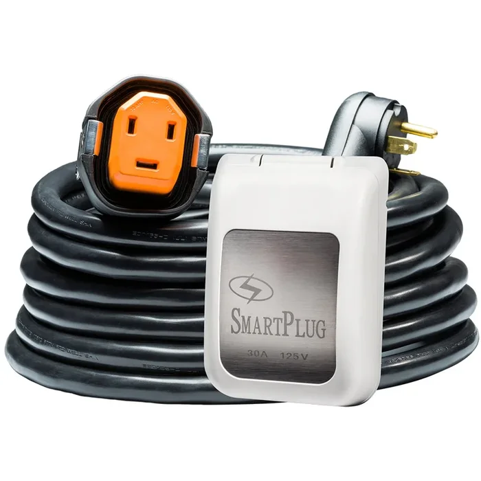 SmartPlug RV Kit 30 Amp 30′ Dual Configuration Cordset – Black (SPX X Park Power) & Non Metallic Inlet – White