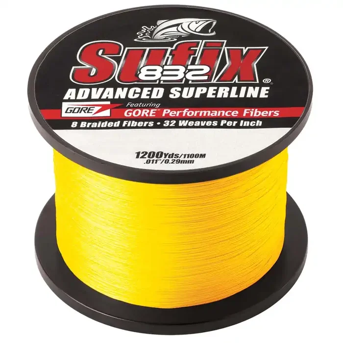 Sufix 832 Advanced Superline Braid – 15lb – Hi-Vis Yellow – 1200 yds – 660-315Y