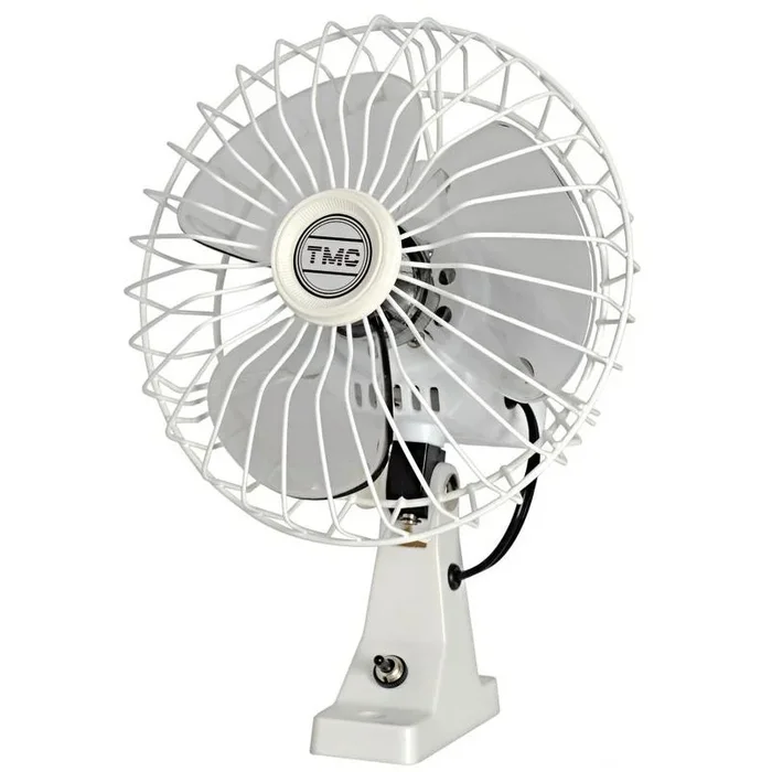TMC Adjustable 12V Nautical Fan – Versatile Positioning, Safety Grid, and Stylish Design for Marine Use