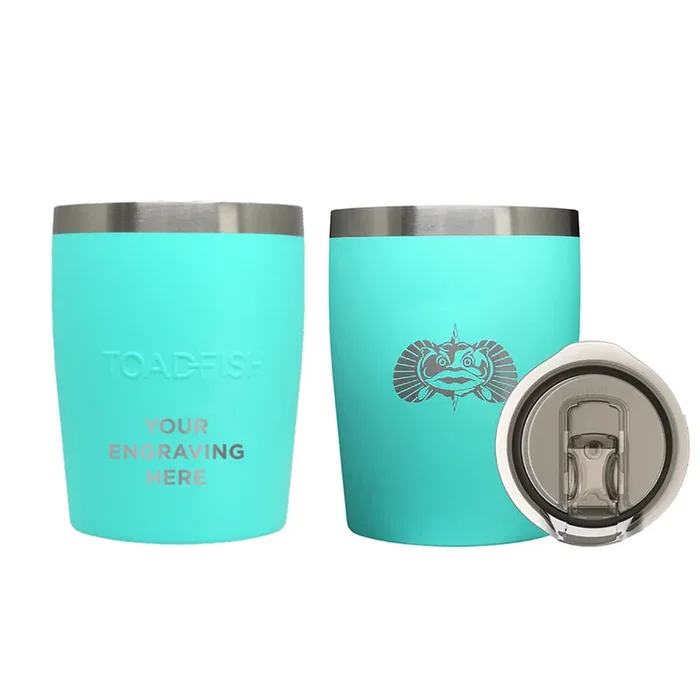 Toadfish Custom Engraved Non-Tipping 10oz Rocks Tumbler – Teal (MINIMUM ORDER QUANTITY OF 25)
