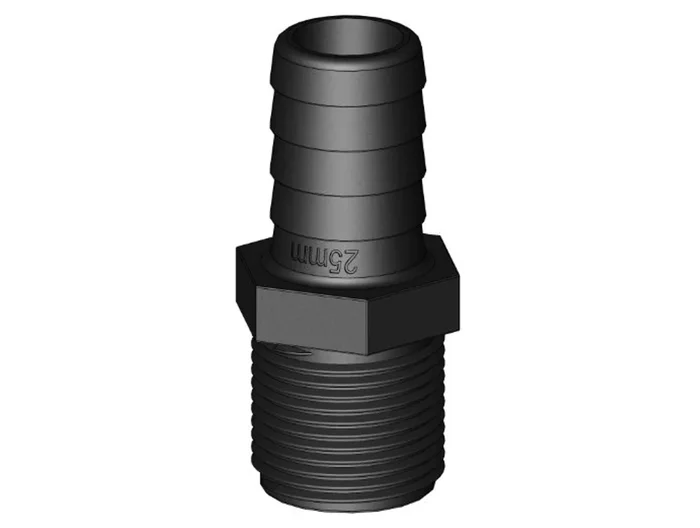TruDesign Hose Straight Male Thread – Black – 7 Sizes