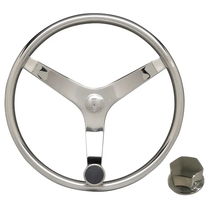 Uflex – V46 – 13.5″ Stainless Steel Steering Wheel w/Speed Knob & Chrome Nut – V46 KIT