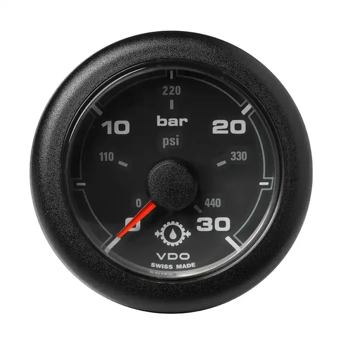 VDO 2-1/16″ (52MM) OceanLink Transmission Oil Pressure 30 Bar / 440 PSI Black Dial & Bezel – A2C1066040001