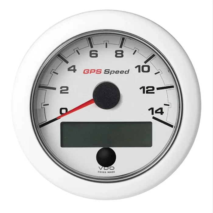 VDO 3-3/8″ (85mm) OceanLink GPS Speedometer 0-14 – White Dial and Bezel – A2C1352010001