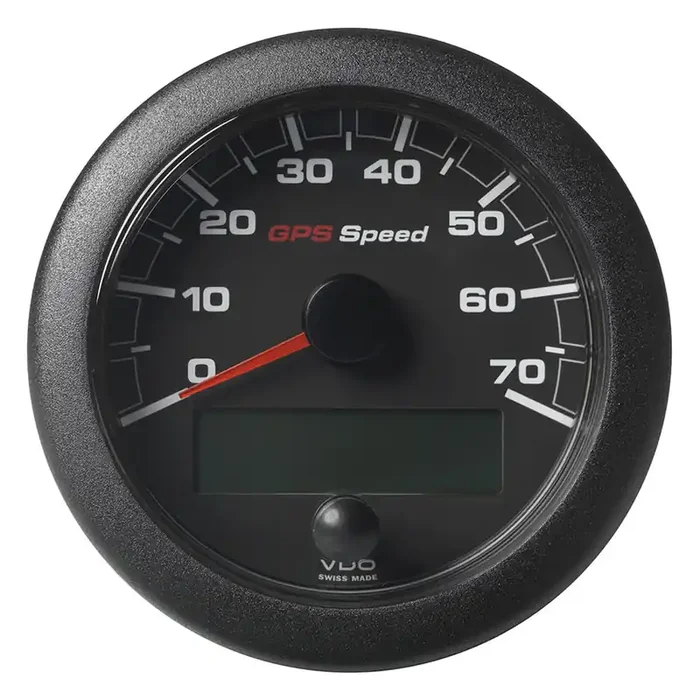 VDO 3-3/8″ (85mm) OceanLink GPS Speedometer 0-70 – Black Dial & Bezel – A2C1351990001