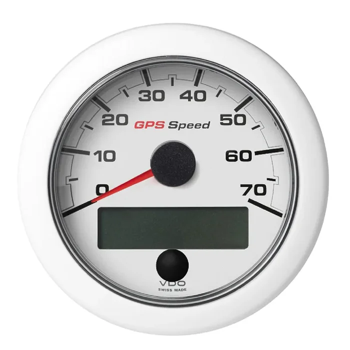 VDO 3-3/8″ (85mm) OceanLink GPS Speedometer 0-70 – White Dial and Bezel – A2C1352090001
