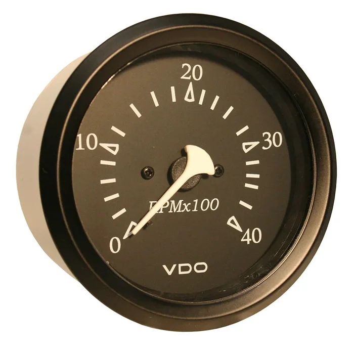 VDO Cockpit Marine 85MM (3-3/8″) Diesel Tachometer – 4000 RPM – Black Dial/Bezel