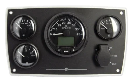 VETUS Aluminium engine panel type MPA34 CAN, 12 V, 4 black instruments (0-4000 rpm) MPA34CANBS2
