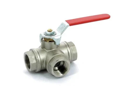 VETUS Ball valve, nickel plated brass, G1 1/2″ G1½ L, three way KRA11/2L