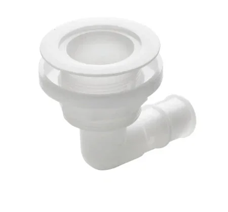 VETUS Thru-hull, 90 degree angled with low flange, Delrin, for hose Ø 28 mm (1 1/8″) THRH28BL