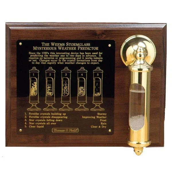 Weems & Plath Stormglass with Engraved Plate on Wood Display
