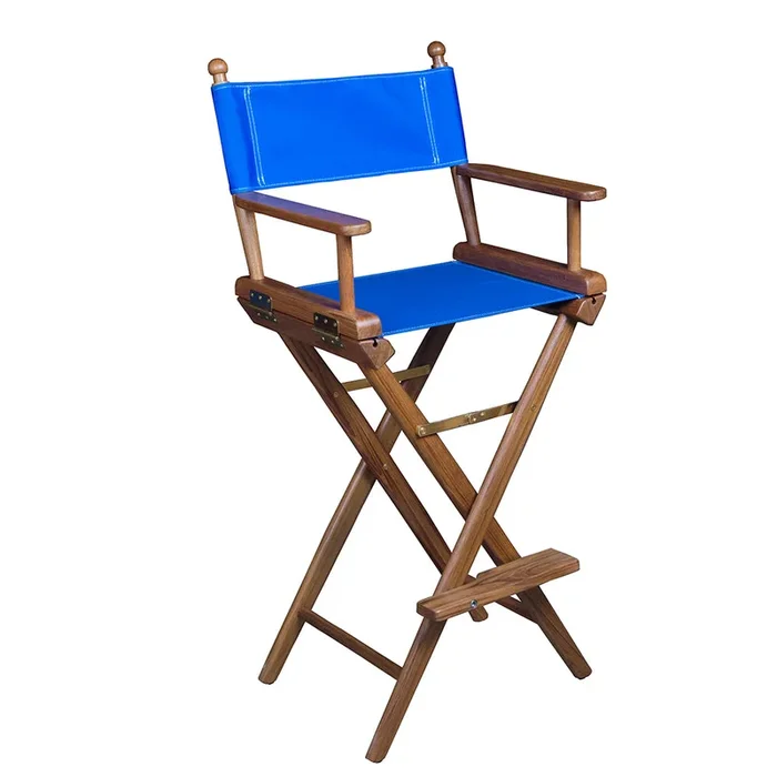 Whitecap Captain’s Chair w/Blue Seat Covers – Teak