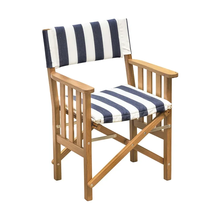 Whitecap Director’s Chair II w/Navy & White Cushion – Teak